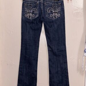 Miss Me Dark Blue Boot Cut Jeans with Embellishments